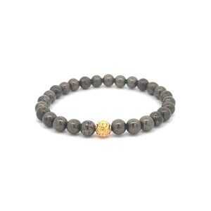 18K Gold Money Ball Lucky Bracelet Gemstones Pyrite 6mm